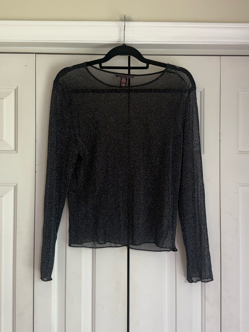 Victoria's Secret Women’s Sheer Sparkly Long Sleeve Mesh Electric Top Size M/L